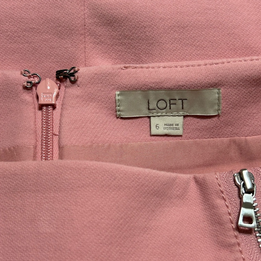 LOFT Light Pink Mini A-Line Skirt with Front Zips - Picture 4 of 5
